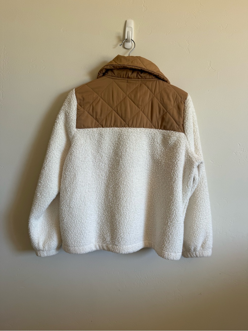 J.Crew Sherpa Fleece Quarter Zip Pullover Jacket Ivory Tan Size Medium - Picture 4 of 8